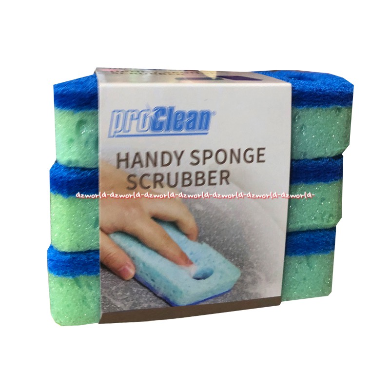 Proclean Handy Sponge Scrubber Spons Cuci Piring Biru isi 3pcs Spon Serba Guna Peralatan makan Perlengkapan memasak Perabot Pro Clean