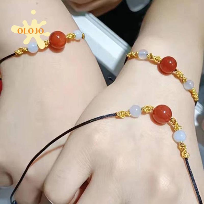 Gelang Kalung Manik-Manik Batu Akik Opal Imitasi Warna Merah