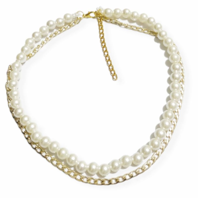 Rachel Double Layer Pearl Korean Necklace Kalung Mutiara Korea Dua Lapis Multilayer