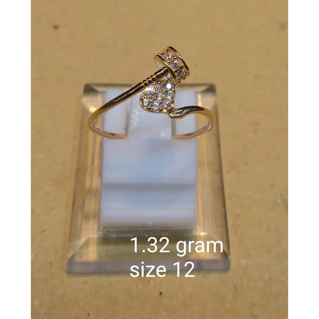 Cincin Emas Heart Ring Kadar 70% 1.32 Gram Size 12