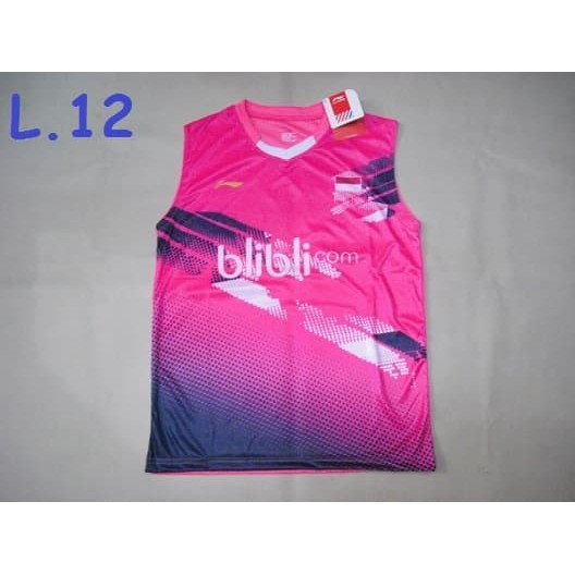 Baju Badminton Singlet BADMINTON / BULUTANGKIS Lining L.12 Pink Murah