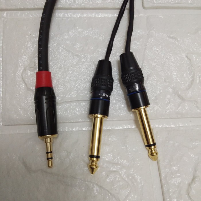 jack audio aux 3.5mm stereo to 2 akai mono trs 6.5m 2meter original