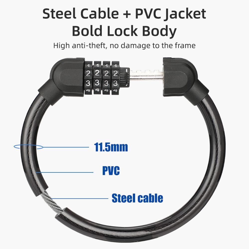 Lanfy Kunci Sepeda Stainless Coil Kabel Digit Kombinasi Kode Sepeda Combination Password Lock