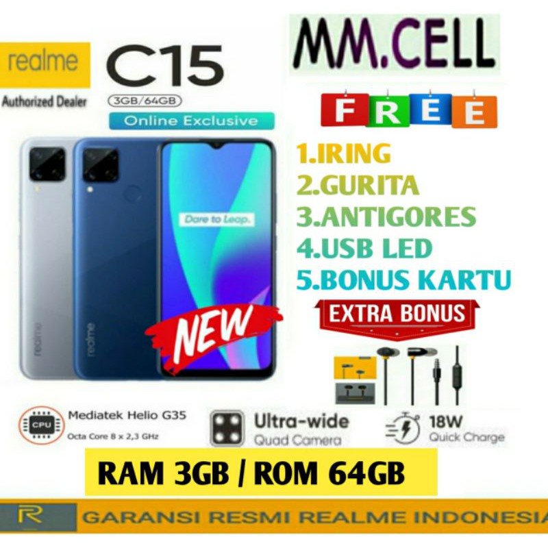 Realme C15 Ram 3/64 Garansi Resmi Realme Indonesia