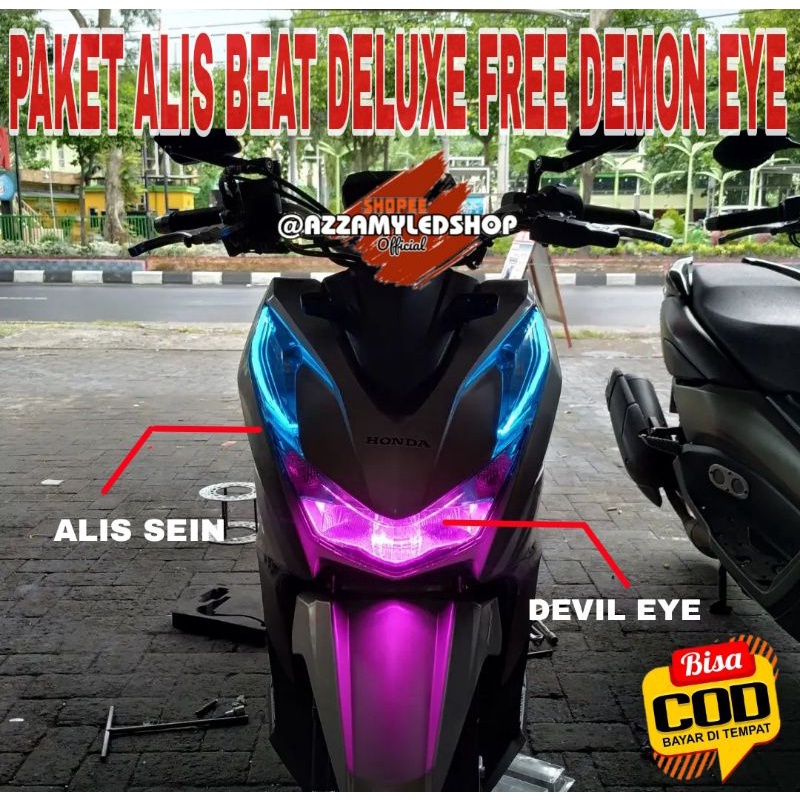 Paket lengkap LED DRL  alis lampu alis Honda BEAT DELUXE free 2 biji demon eye devil eye kualitas grade A super terang