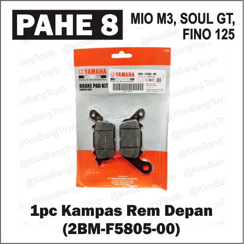 (PAHE 8) Kampas Rem Depan Belakang Mio M3, Soul GT 125, Fino 125 &quot;2BM-F5805 dan 5D9-F530K&quot;