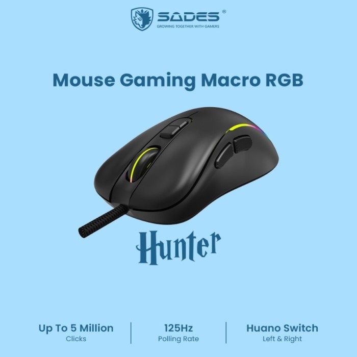 Mouse Sades Gaming Macro RGB Hunter S9