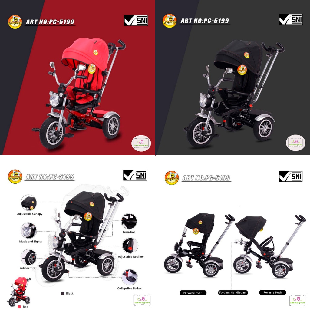 SEPEDA ANAK RODA TIGA 3 PACIFIC TRICYCLE PC 9901 / 9950 / 9952 / 5199 / 5088 / PMB T 16 / ET 2251 STROLLER STROLER