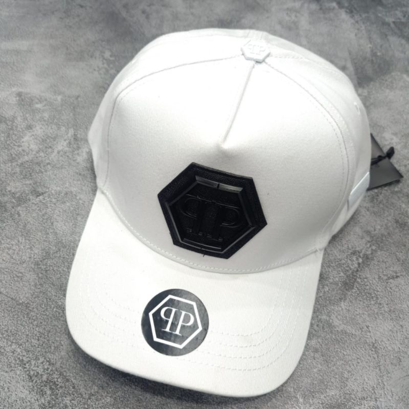 Topi P Plein White Logo Black Topi Baseball Super Premium Quality