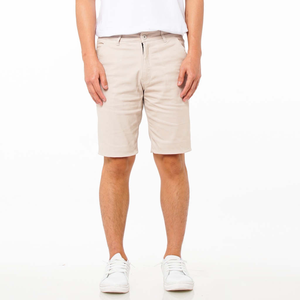 SANVANINA Celana Chino Pendek Slim fit Warna Cream - Short Harper Krem EA-026A