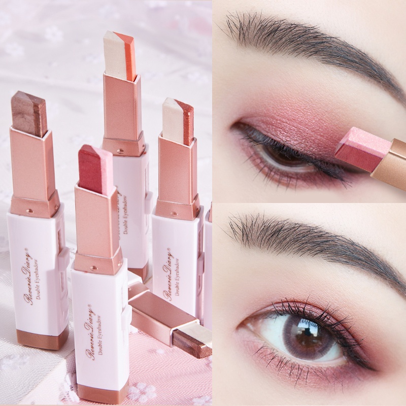 YZS Velvet Gradient Double Color Eyeshadow Stick Makeup Fashion Korea Wanita Eyeshadow Dua Warna Palette Eyeshadow Nude Color Eyeshadow