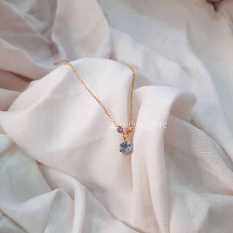 IZSO Kalung Rouline Kalung Dewasa Titanium Cubic Zirconia Lapis Emas 18k Anti Karat Kualitas Premium