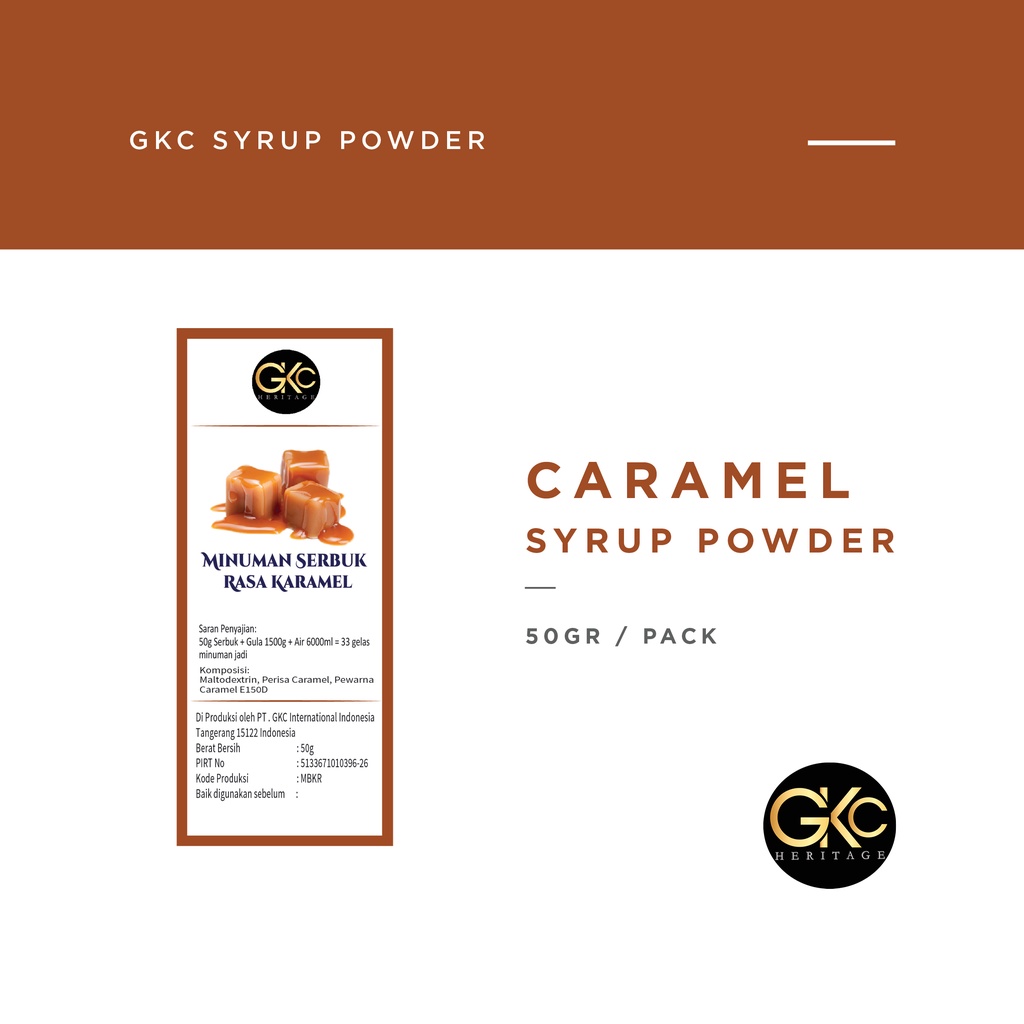 Bubuk Sirup Karamel / Caramel Powder Syrup Serbuk Minuman Powder Drink GKC Heritage 50 gram