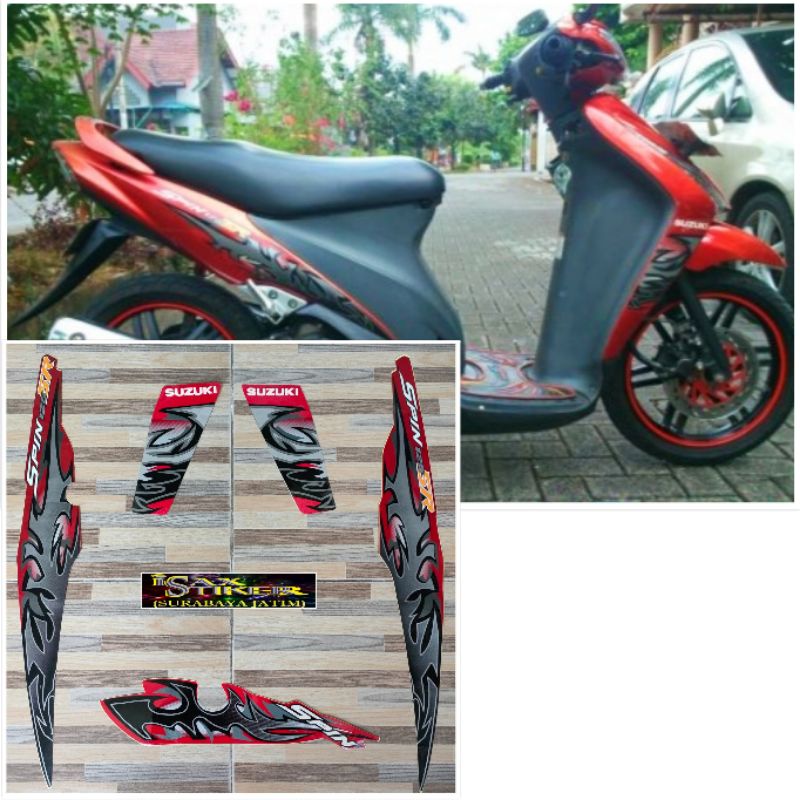 striping original Suzuki SPIN 125 SR merah tahun 2011