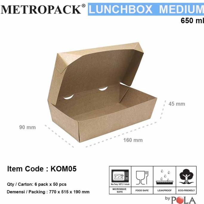 

Paper Lunchbox Medium Brown Kraft / Kom05- 50Pcs