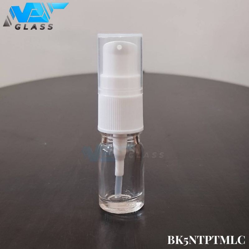 botol pump treament 5ml kaca bening tebal / botol kaca 5ml tutup spray pump