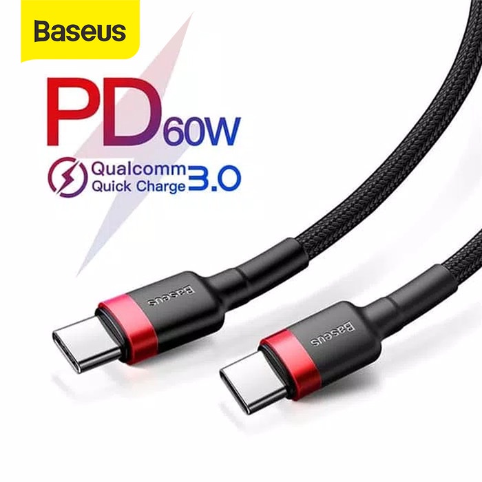 KABEL DATA TYPE-C TO TYPE-C BASEUS PD 2.0 60W FAST CHARGE (20V 3A) ORI