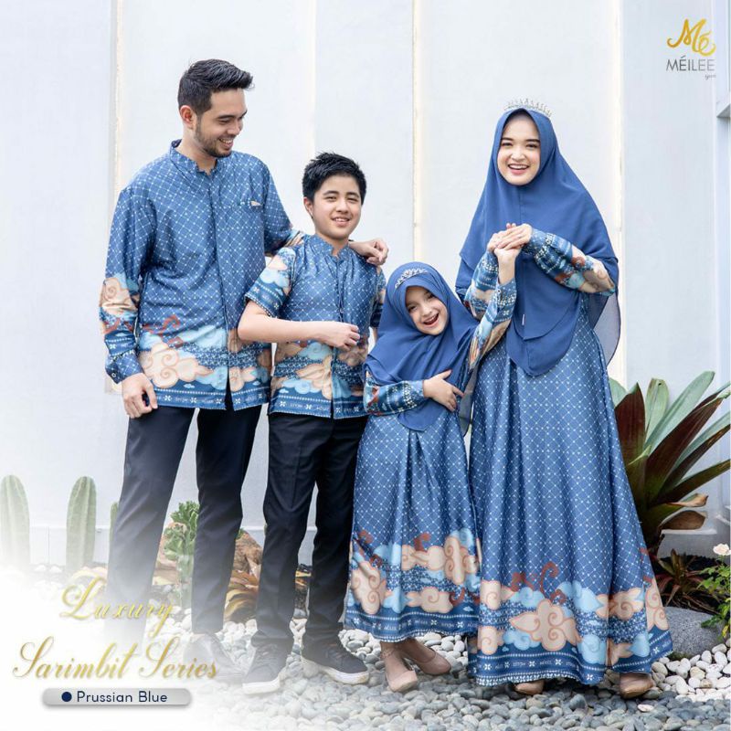 Sarimbit Keluarga Seragam Luxury ORI by Meilee Prussian Blue - READY Freestocked