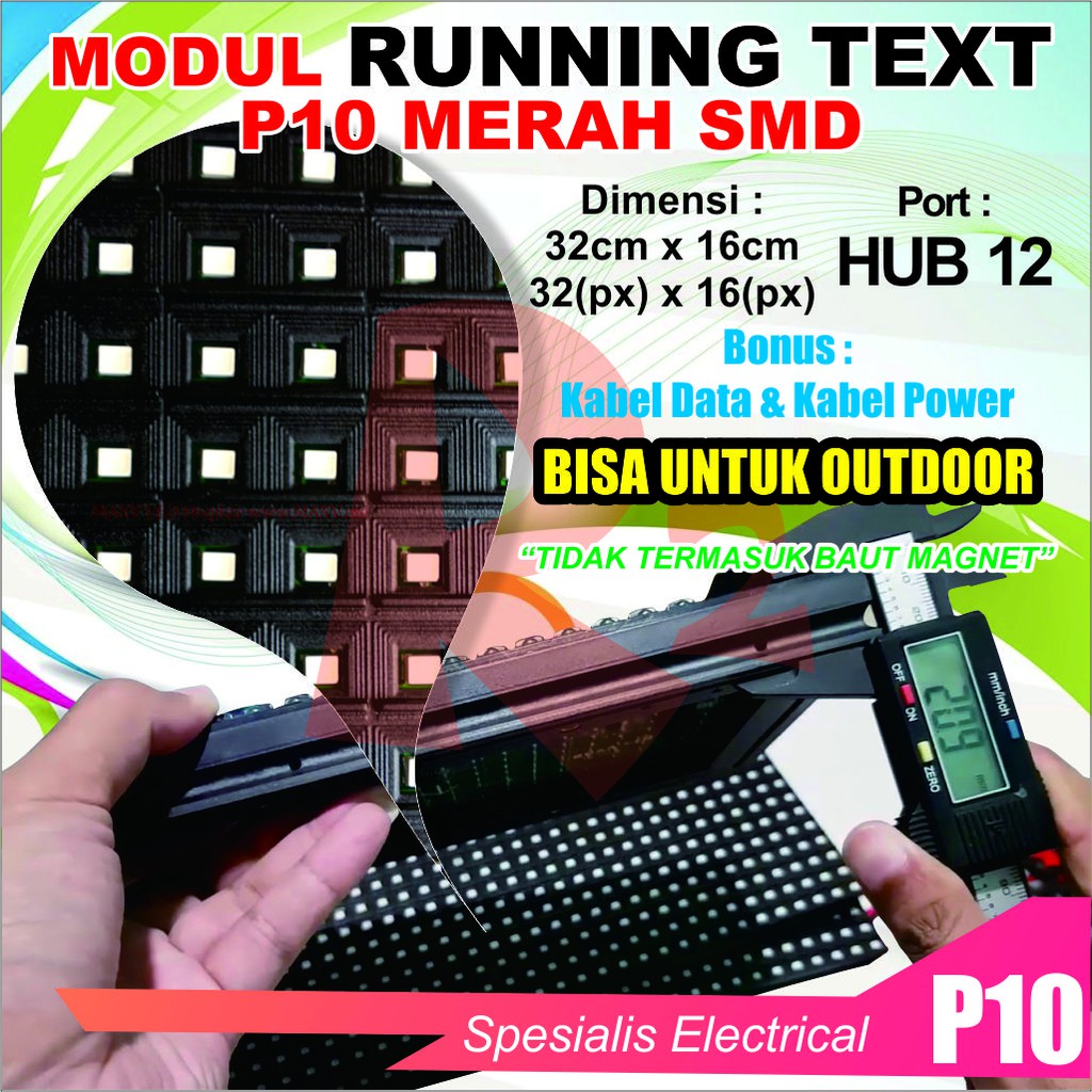 modul p10 merah running text indoor outdoor