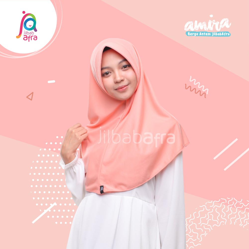 Jilbab Amira Size M - Bergo Pet Antem - Jilbab Afra - Hijab Instan Bahan Kaos, Adem, Lembut &amp; Nyaman