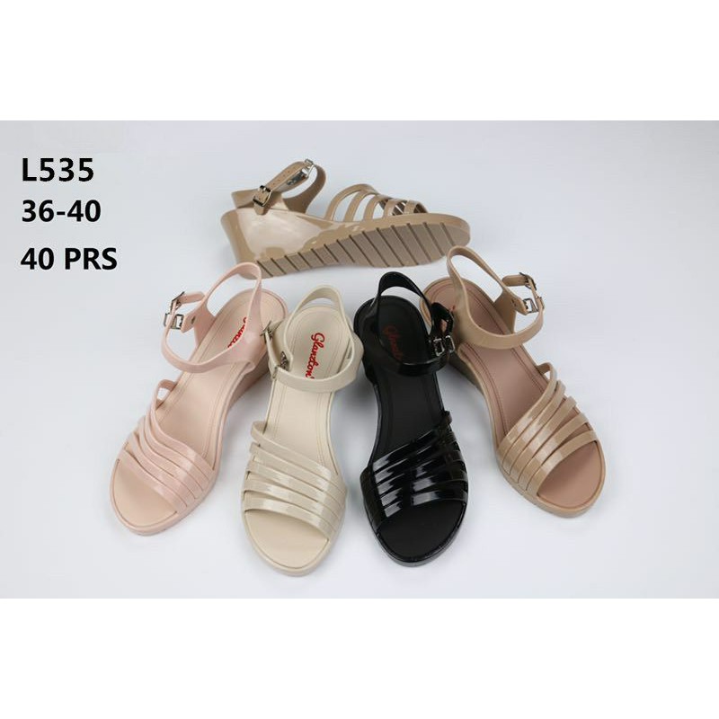 Sun-MELLY Sandal Wedges Import Wanita Tali L535 (Glossy) Glanztons