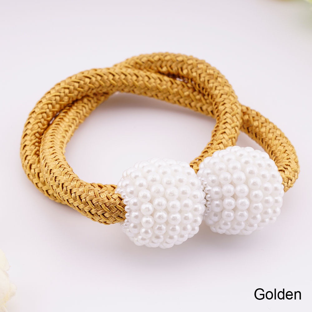 Tali Pengikat Tirai Gorden Magnetic (dapat 2pcs) Tali korden magnet cepat mudah elegant dekorasi gorden Curtain Clip 2 PCS 2Pcs Pearl Curtain Buckle Magnetic Clip Curtain Bracket Strap Buckle Decorative Pendant Tie Rope Curtain Accessories Home Decor