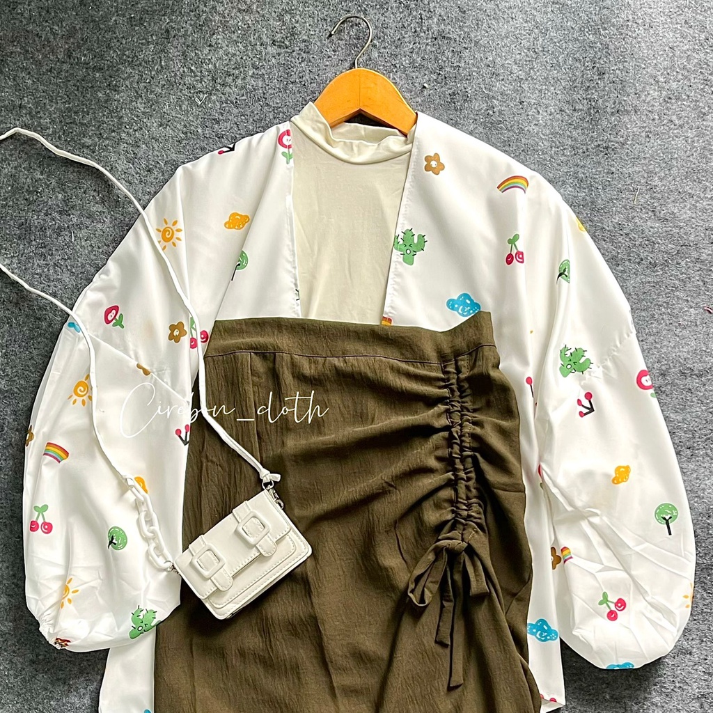 ONE SET KIYOWO OUTER MOTIF PART 1 / ROK SERUT CRINKLE / CELANA CRINKLE (Cirebon Cloth)-o.kiyowo serut army