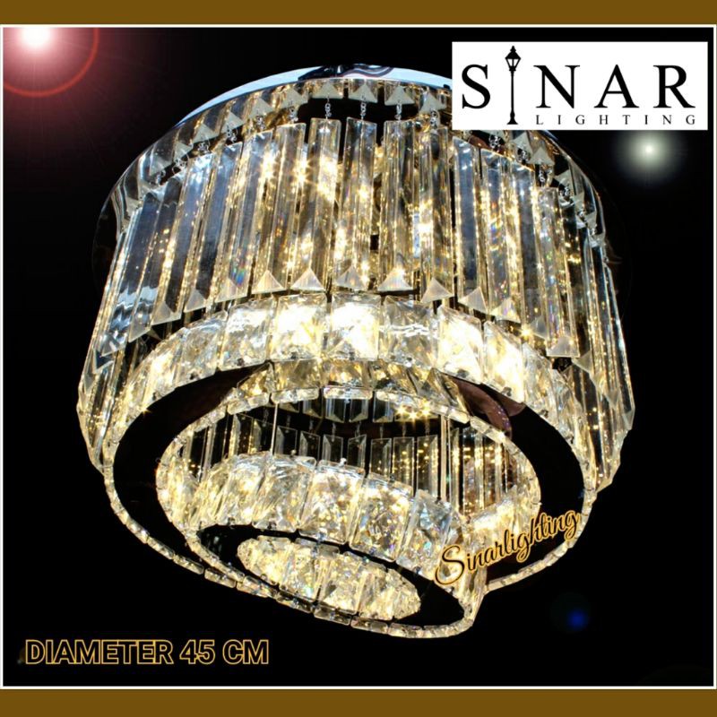 Lampu plafon crystal Ring LED 8363/45 (Remote)