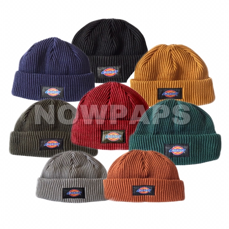 Short beanie hat dickies original premium warna hijau botol/kupluk rajut dickies warna dark green