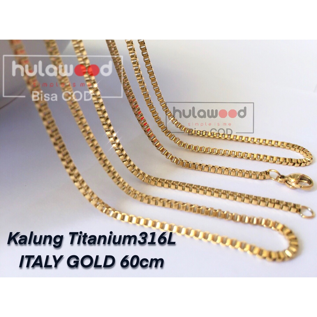 Rantai Kalung MCI Titanium 316L Stainless Import ITALY KOTAK Anti Karat Pria Wanita