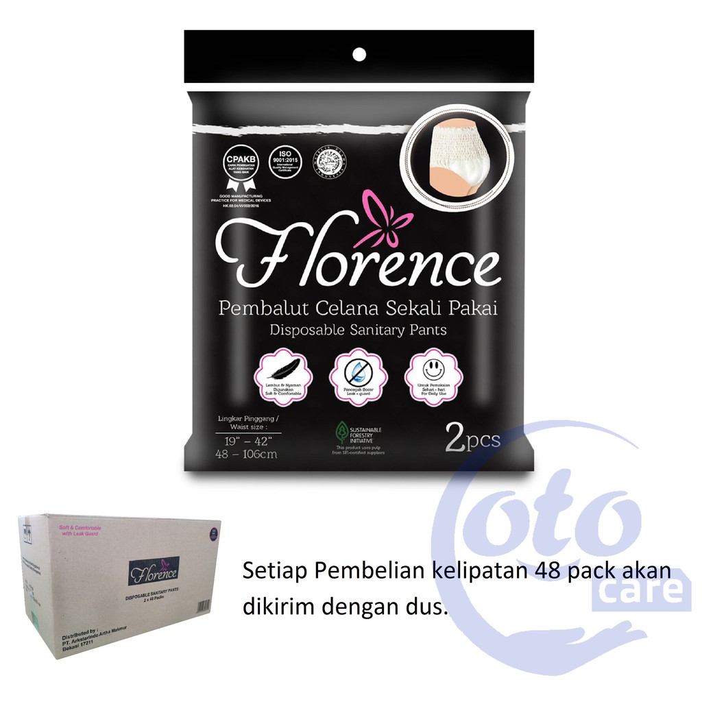 Florence Pembalut Celana Wanita Menstruasi Datang Bulan Haid Woman Disposable - isi 2pcs