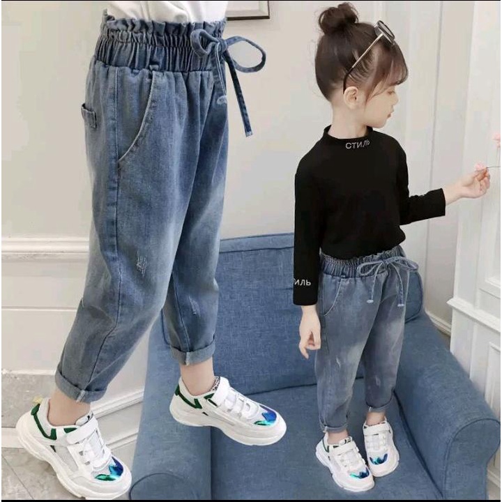 COD Celana Jeans Panjang Denim Anak Perempuan Usia 3-12 Tahun