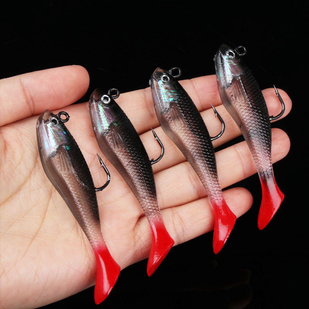 TOP 5pcs /Box Lure 9.5g /80mm Perlengkapan Ikan T Ekor Memimpin Ikan Swimbait