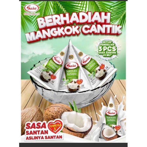 

santan sasa gratis mangkok (santan 65ml 3pcs + free 1 pcs mangkok cantik)