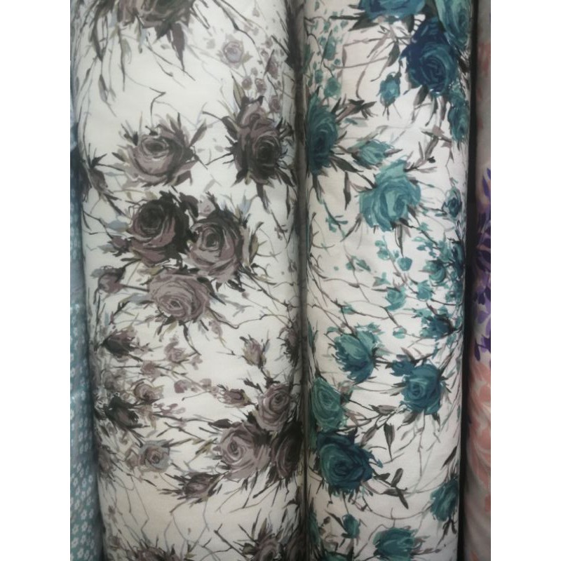 kain bahan katun jepang motif bunga kertas