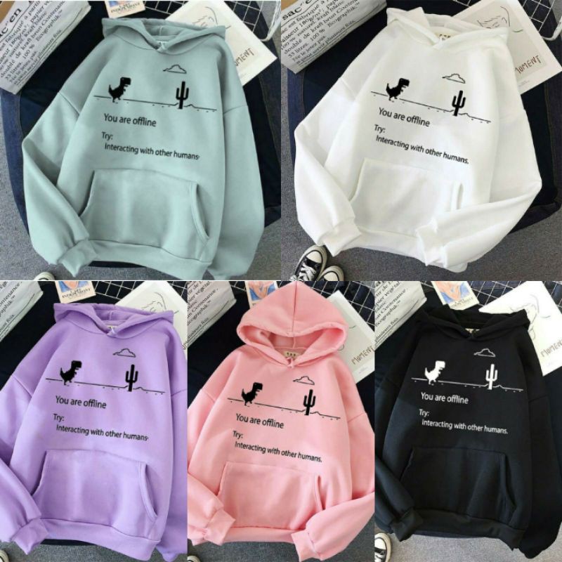 OFFLINE HOODIE BAHAN FLEECE