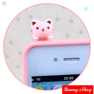 Earphone Jack Plug (Dust Plug) Kucing Lucu - Pink [EJP-0002]