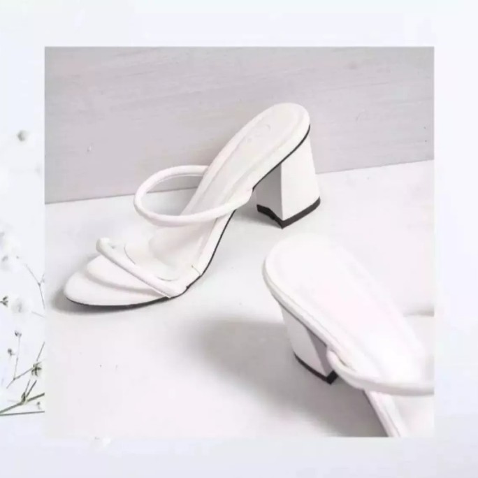 SANDAL HEELS WANITA HAK TAHU BAN 2-putih