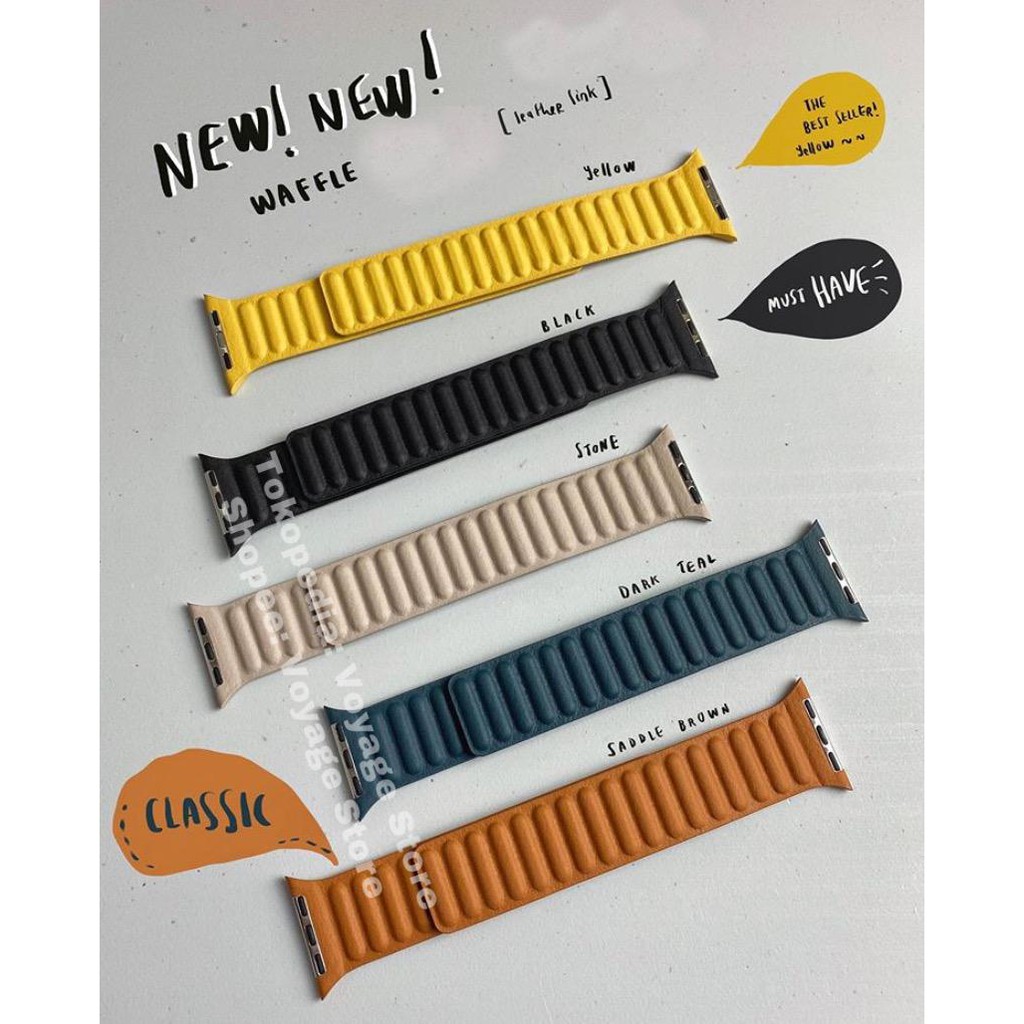 Leather Link loop magnet Apple watch SE 7 6 5 4 3 2 Strap kulit iwatch 41mm 45mm 44mm 40mm Iwo tali jam