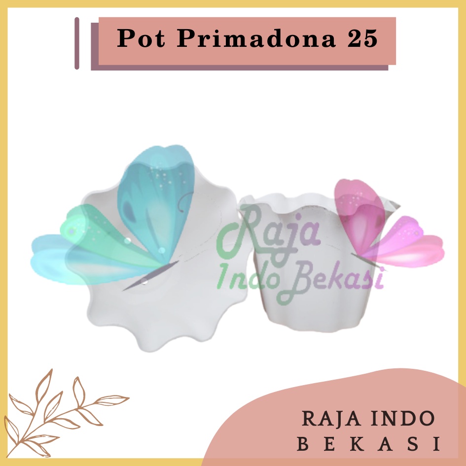 Rajaindobekasi Pot Shallom Primadona 25 Putih - Pot Bunga Plastik Putih Cantik Tebal Gelombang Bagus Pot Primadona 15 20 25 30 35 40 Putih Pink Hitam