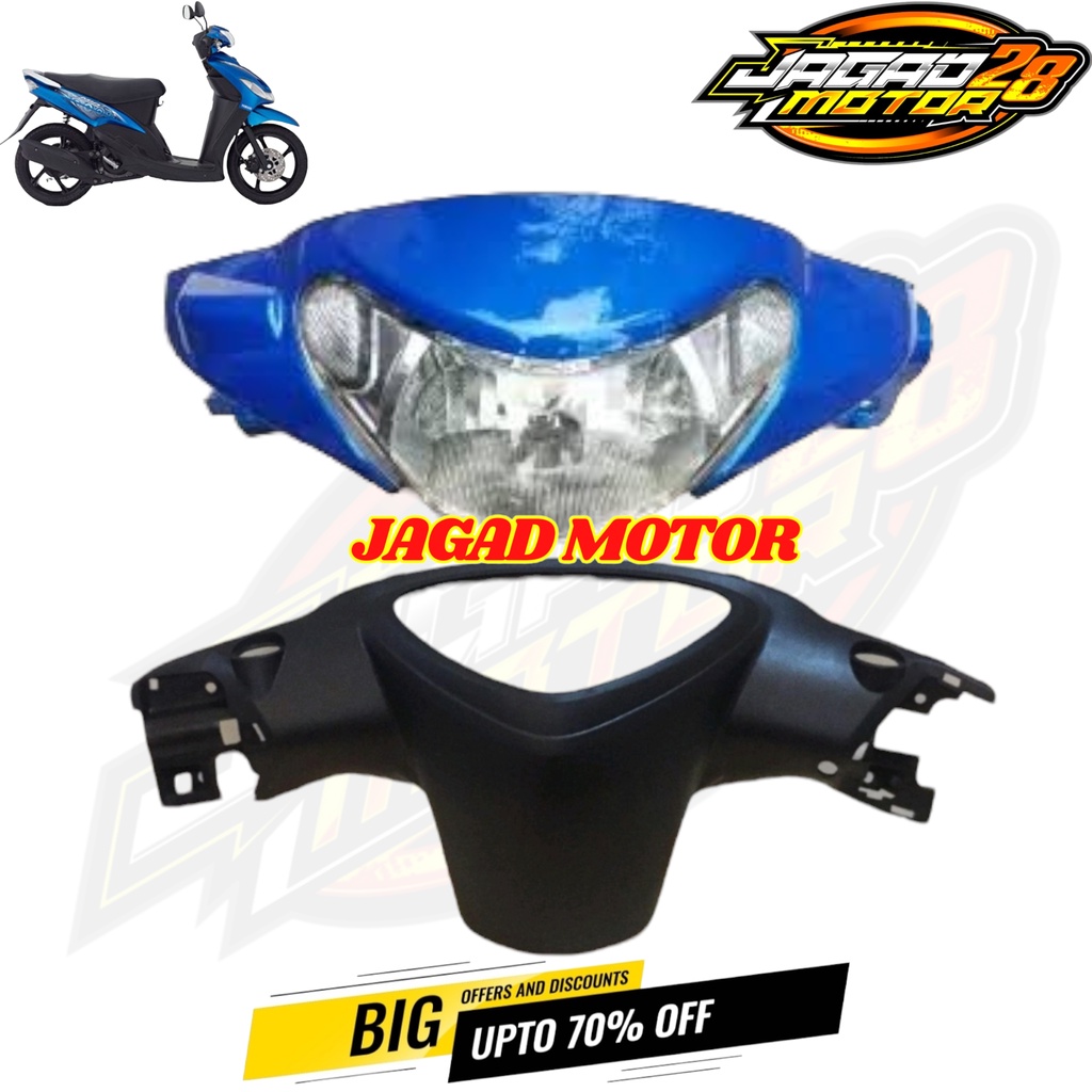 Batok Depan Belakang Mio Smile Mio New Biru Lengkap dengan Lampu Reflektor Depan Set / Batok Depan Belakang Mio Smile Biru Set Lampu Depan / Batok Kepala 1 set yamaha Mio Smile Mio New Biru depan belakang dan lampu depan