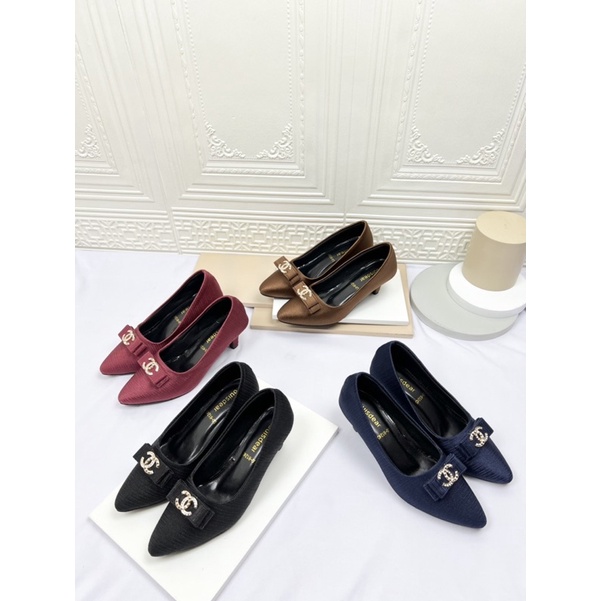 sepatu heel wanita terbaru kekinian LOUISDEAR P91 Heel 3 cm bahan satin