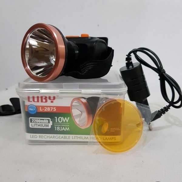 Luby Headlamp L-2875 Senter Kepala 10 Watt Cahaya Putih Original