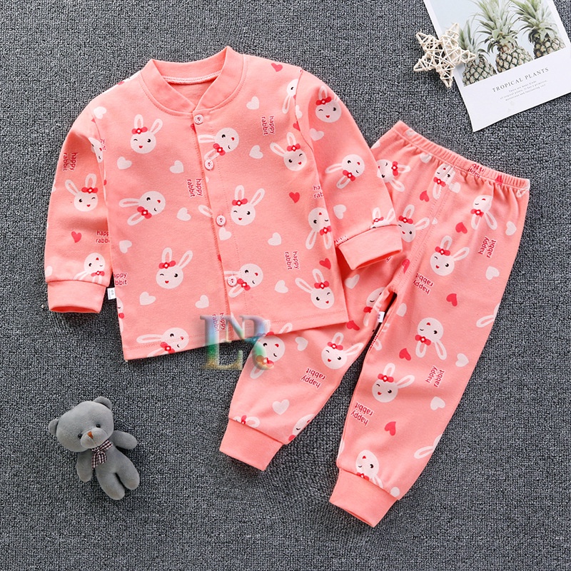 Setelan Baju Anak Pakaian Bayi Cowok Cewek Piyama Lengan Panjang 1 Set Bahan Premium New Born Cotton Adem Baju Tidur Hangat Baru lahir Balita Nyaman Lembut Katun