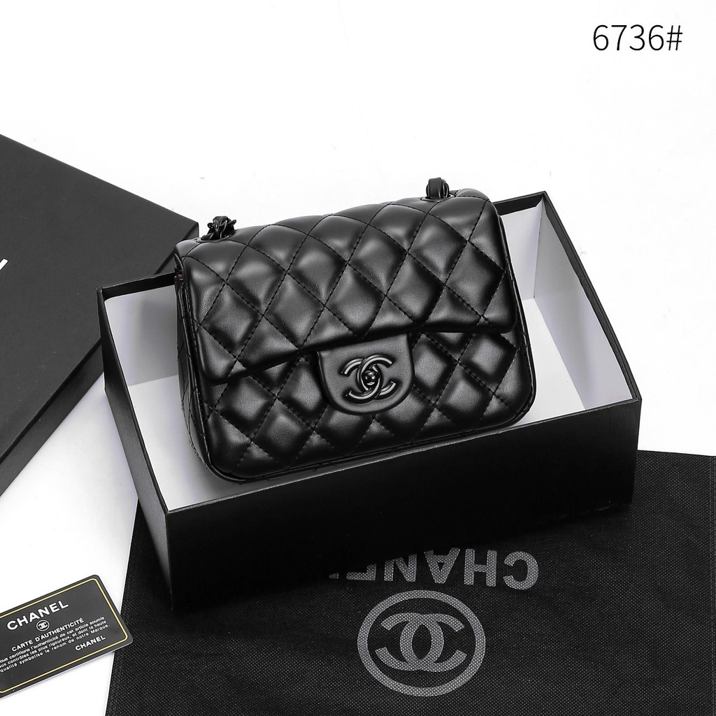 Chanel Baby Sling Bag Black Hardware CalfSkin 6736 #Herra Tas Murah Berkualitas