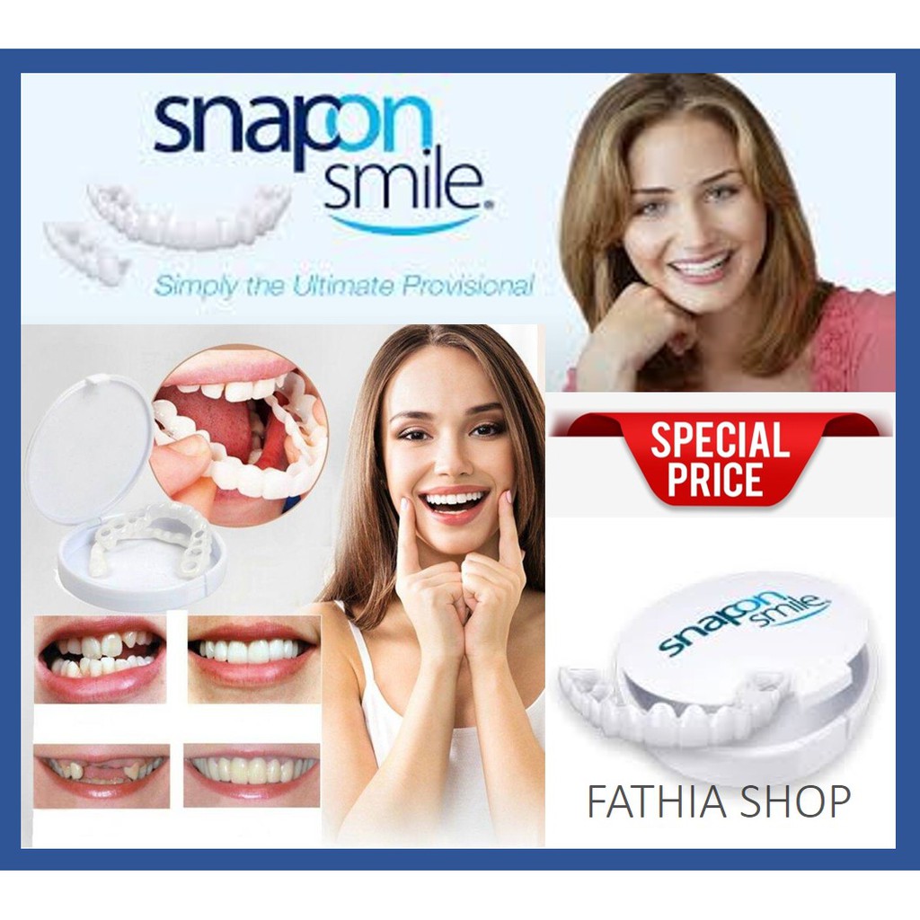 Snap On Smile 100% ORIGINAL Authentic / Gigi Palsu Snapon Smile 1 Set atas dan bawah