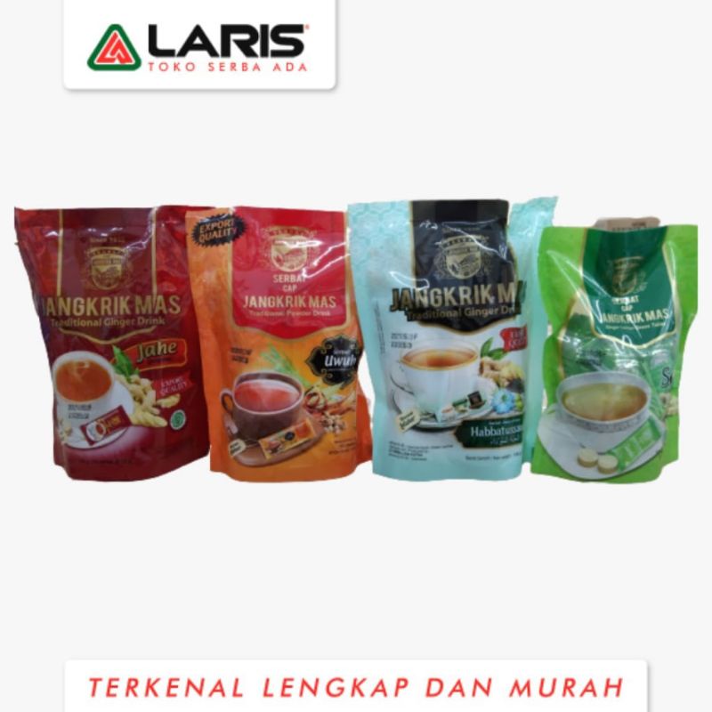 Serbat Cap Jangkrik Mas Jahe Sereh Uwuh Habbatussauda 1 Pack 10 Sachet