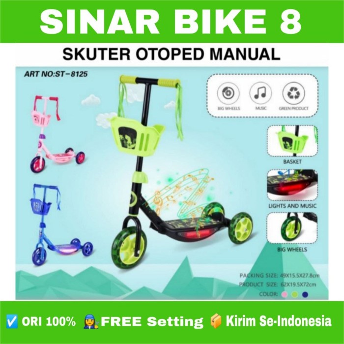 Scooter Otoped Anak EXOTIC ST 8125 Skuter Manual Musik Lampu