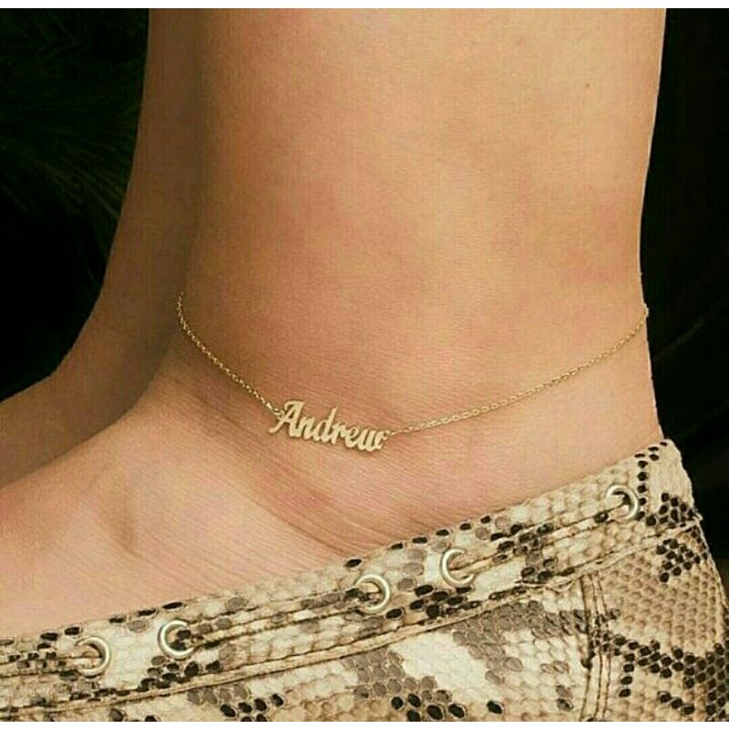 Gelang kaki ukir nama custom / gelang kaki / gelang nama / gelang kado / gelang kaki anak titanium /