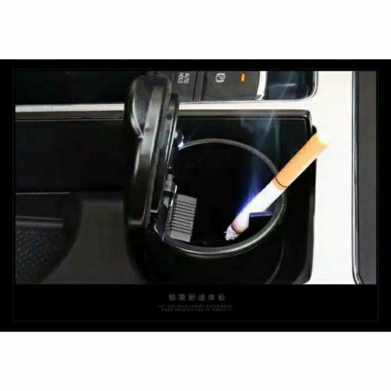 Asbak Mobil LED Biru Tempat Abu Rokok / Koin Warna HITAM